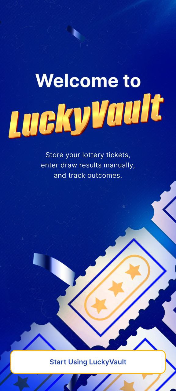 NLotery Ticket Vault Welcome Screen